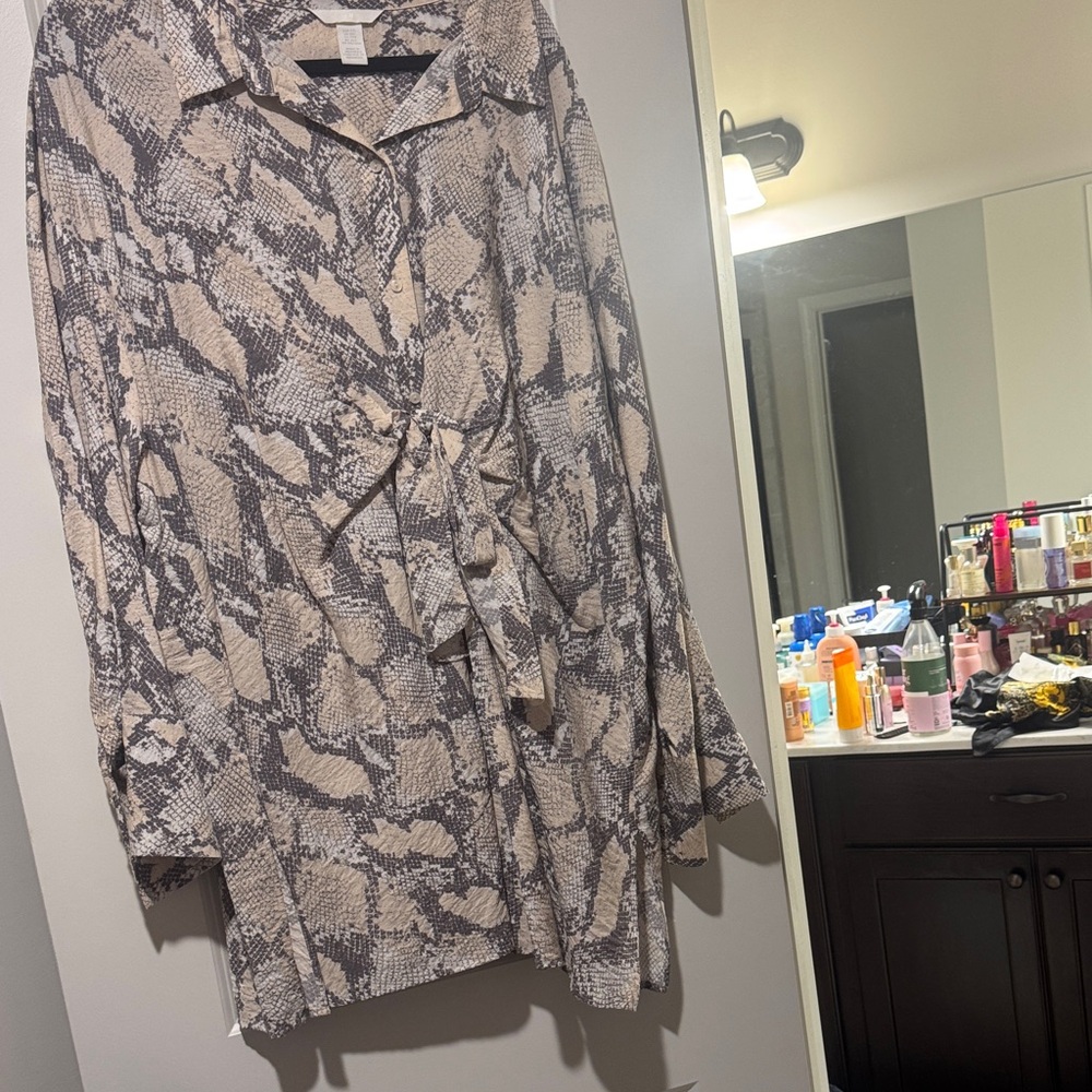 H&M Snake Print Tunic - Gray and Cream